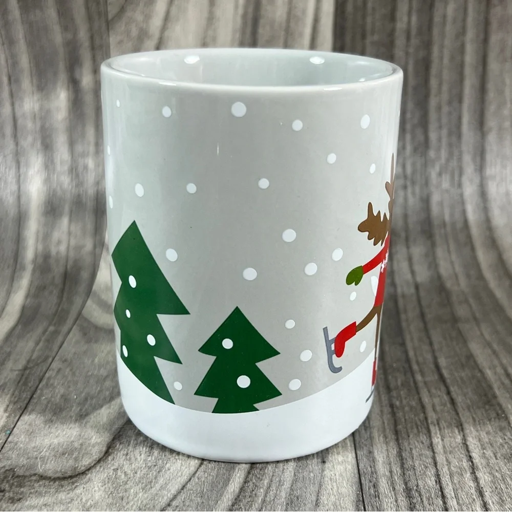 Crate & Barrel, Joan Anderson, Skating Reindeer Mug, Christmas